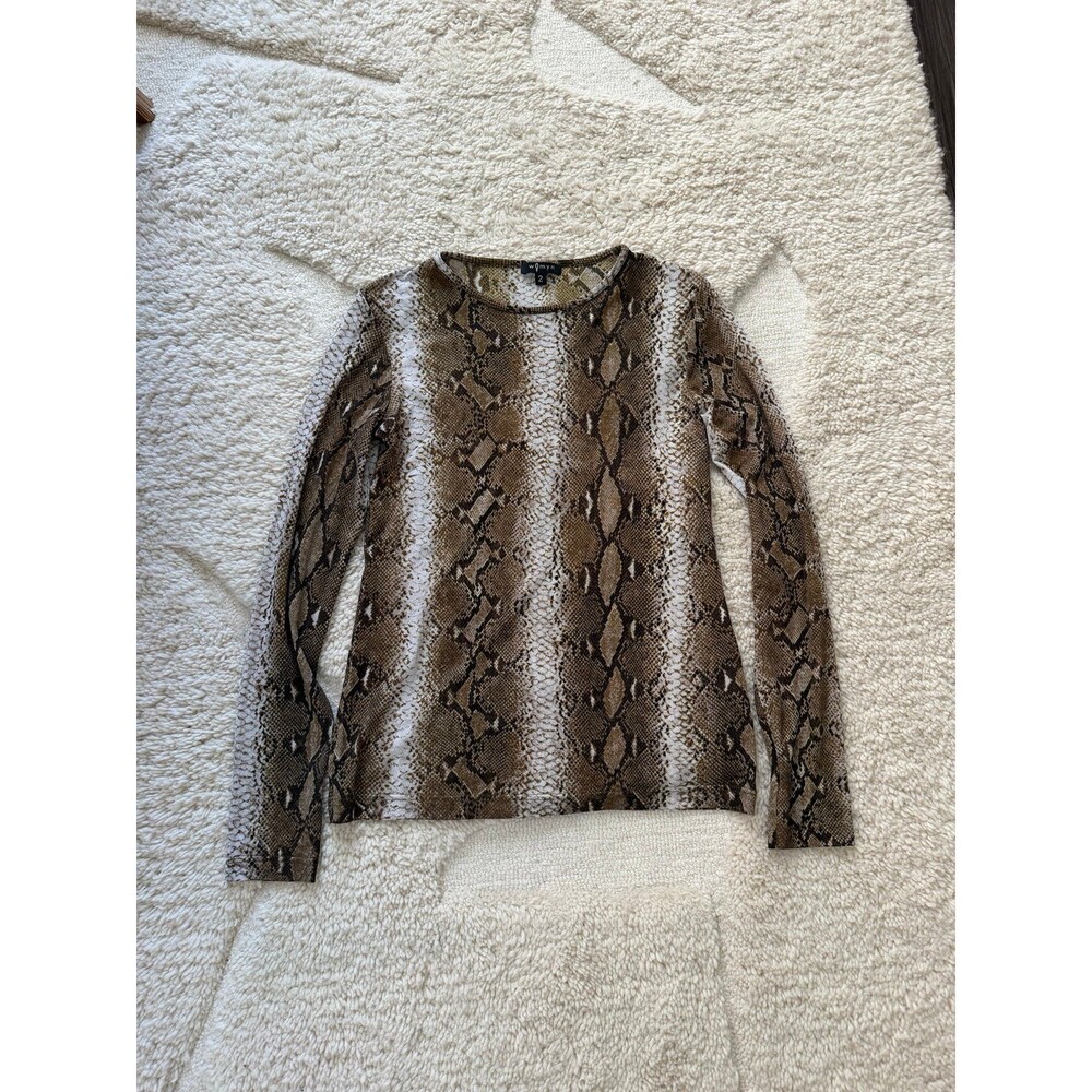 Vintage Y2K Womyn Snakeskin Mesh Long Sleeve Top S